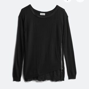 Chic Black Sweater with Lace Detail
